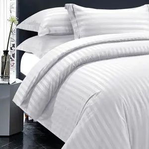 Microfiber Striped Duvet Cover Set with Pillowcases White / Super King Duvet Cover + 2 Standard Pillowcases