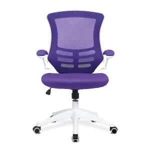 Nautilus Designs Medium Back Office Chair with White Frame & Folding Arms, Purple