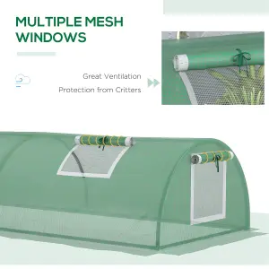 Outsunny PE Mini Greenhouse, 3m Portable Tunnel Green House with 5 Mesh Windows