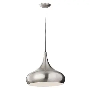 Elstead Beso 1 Light Large Dome Ceiling Pendant Brushed Steel, E27