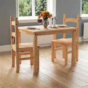 Corona 2 Seater Dining Set Table & 2 Chairs Solid Pine