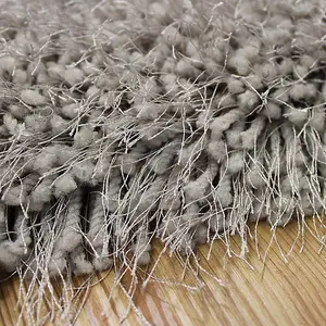 Handmade Modern Plain Silver Shaggy Sparkle Easy to clean Rug for Bed Room Living Room and Dining Room-100cm X 150cm