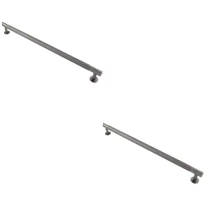 2 PACK - Knurled Bar Door Pull Handle - 350mm x 13mm - 320mm Centres - Anthracite Grey