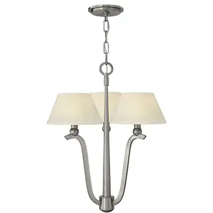 Elstead Hinkley Whitney 3 Arm Pendant Light with Shade 3x E14 Brushed Nickel