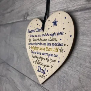 Red Ocean Dad Memorial Plaque Birthday Christmas Tree Decoration Wooden Heart Bauble Gift