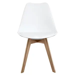 Soho White Plastic Dining Chair with Squared Light Wood Legs