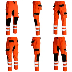 MS9 Mens Cargo Combat Work Trouser Tracksuit Jogging Bottoms Pants Joggers H10, Orange - L