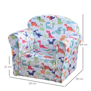 HOMCOM Children's Armchair Kids Sofa Tub Chair Seat Cartoon Flannel Wooden