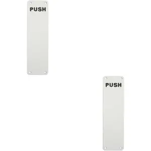 2x Push Engraved Door Finger Plate 300 x 75mm Satin Anodised Aluminium