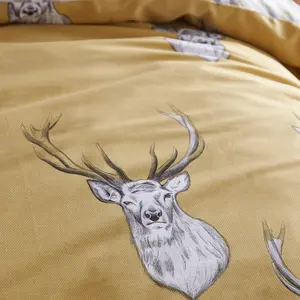 Stag Check Reversible Duvet Cover Set with Pillowcases Beige / Double Duvet Cover + 2 Standard Pillowcases