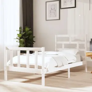 Berkfield Bed Frame White Solid Wood Pine 90x200 cm