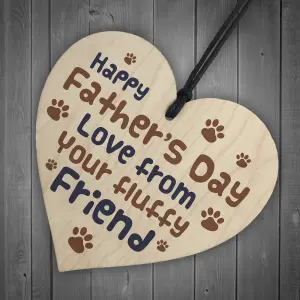 Funny Fathers Day Gift From Dog Furry Friend Wood Heart Dad Gift From Pet