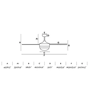 Luminosa Icaria 2 Light Large Ceiling Fan Brown, Mahogany with Light, E27