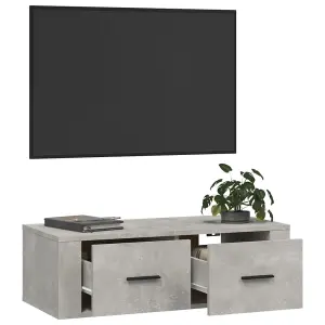 Berkfield Hanging TV Cabinet Concrete Grey 80x36x25 cm Engineered Wood