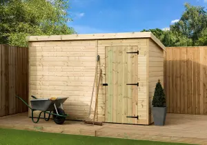 Empire 1000 Pent 8x6 pressure treated tongue and groove wooden garden shed Door Right (8' x 6' / 8ft x 6ft) (8x6)