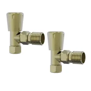 Rinse Bathrooms Angled Towel Radiator Valves Round 15mm for Towel Rail Radiator Brushed Brass