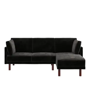 Clair sectional Sofa Bed in black velvet