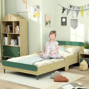 AIYAPLAY Toddler Bed, Kids Bed w/ Safety Rail, 195 x 103 x 60.5cm, Green