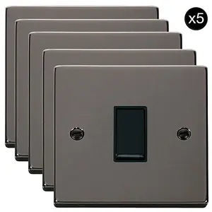 5 PACK - Black Nickel 10A 1 Gang 2 Way Light Switch - Black Trim - SE Home