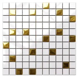 Ceramic mosaic on mesh for bathroom or kitchen 300mm x 300mm - Metallic gold