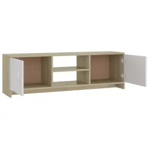 Berkfield TV Cabinet White and Sonoma Oak 120x30x37.5 cm Engineered Wood