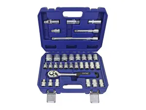 BlueSpot Tools 1/2in Hex & 12 Point Socket Set, 32 Piece