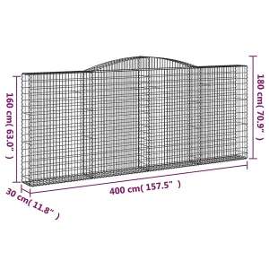 Berkfield Arched Gabion Basket 400x30x160/180 cm Galvanised Iron