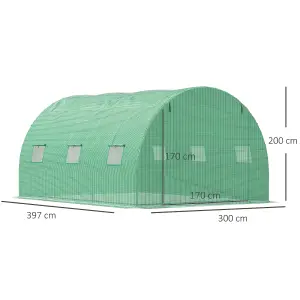 Outsunny Tunnel Greenhouse w/ PE Cover, Outdoor Plant House w/ Door & Window