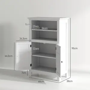 HOMCOM Modern Bathroom Storage Cabinet with Open Shelves, White