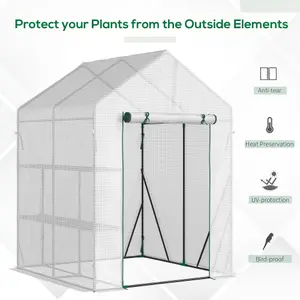 Outsunny Greenhouse for Outdoor, Portable Gardening Plant Grow House w/ Shelf