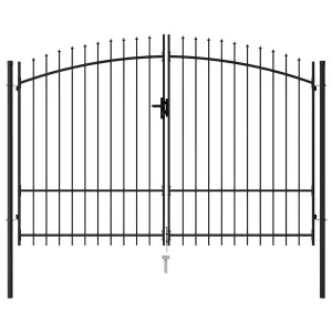 Berkfield Fence Gate Double Door with Spike Top Steel 3x2 m Black