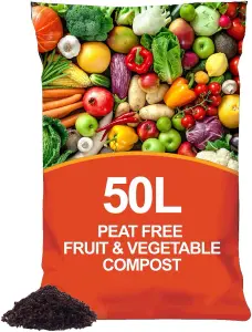 Peat Free Nutrient Rich Fruit & Vegetable Compost - 50L