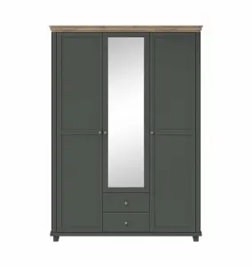 Evora 19 Hinged Wardrobe W1540mm H2160mm D620mm - Green & Oak Lefkas Elegance