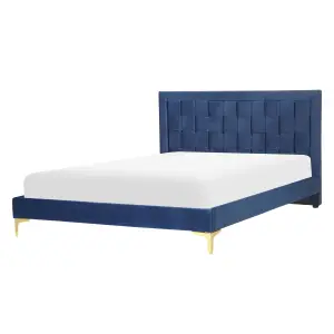 Velvet EU Double Bed Navy Blue LIMOUX