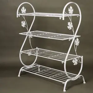 4 Tier White Shoe Rack Metal Shoe Shelves for Hallway Living Room Closet 700mm(H)