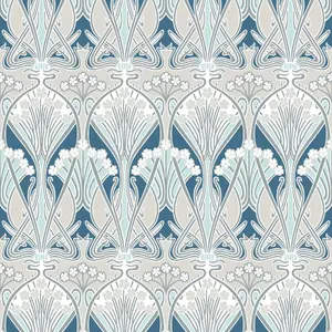 Galerie Arts and Crafts Blue Patterned Wallpaper