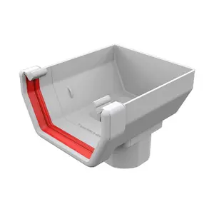 White Square Gutter Stop End Outlet, Freeflow 114mm Rain Water Systems