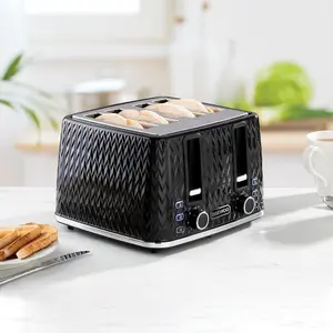 Daewoo Argyle Black 1.7L 3000W Kettle 4-Slice Toaster & Multi-Function Microwave with 8 Presets