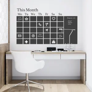 Walplus Self Adhesive Chalkboard Vinly Wall Stickers Mural Calendar Black