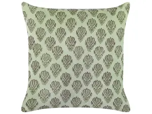 Throw Cushion RUNGIA Cotton 45 x 45 cm Floral Block-Printing Green