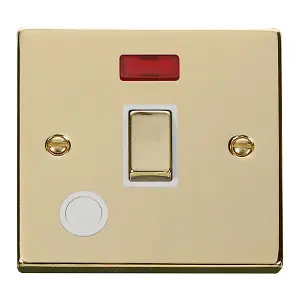 Polished Brass 1 Gang 20A Ingot DP Switch With Flex With Neon - White Trim - SE Home