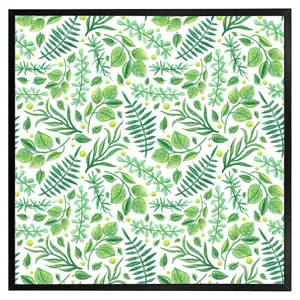 Mixed green leaves (Picutre Frame) / 20x20" / Black