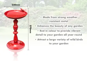 Outdoor Garden Free Standing Weatherproof Easy Assemble Red Pedestal Bird Bath