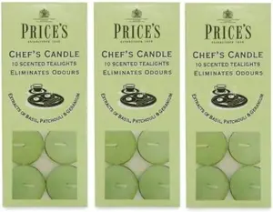 3 x Price's Chef Scented Tealights Candles Pack of 10