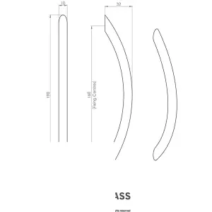 4x Curved Bow Cabinet Pull Handle 190 x 10mm 160mm Fixing Centres Chrome