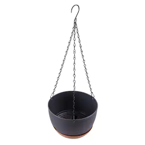 Grey 2Pcs Hanging Plant Pot with Drainage Holes and Removable Water Trays