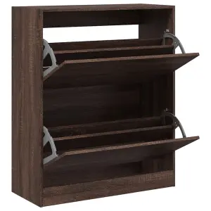 Shoe Cabinet Brown Oak 80x34x96.5 cm Engineered Wood