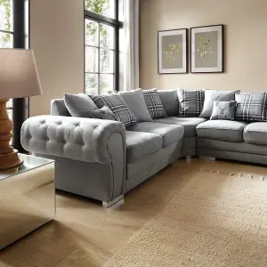 Verona Corner Sofa in Light Grey Linen Fabric