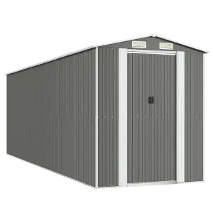 Berkfield Garden Shed Light Grey 192x606x223 cm Galvanised Steel