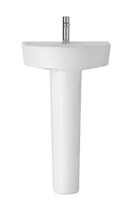 Mila Ceramic D Shape Basin & Full Pedestal (Tap Not Included), 520mm - Balterley